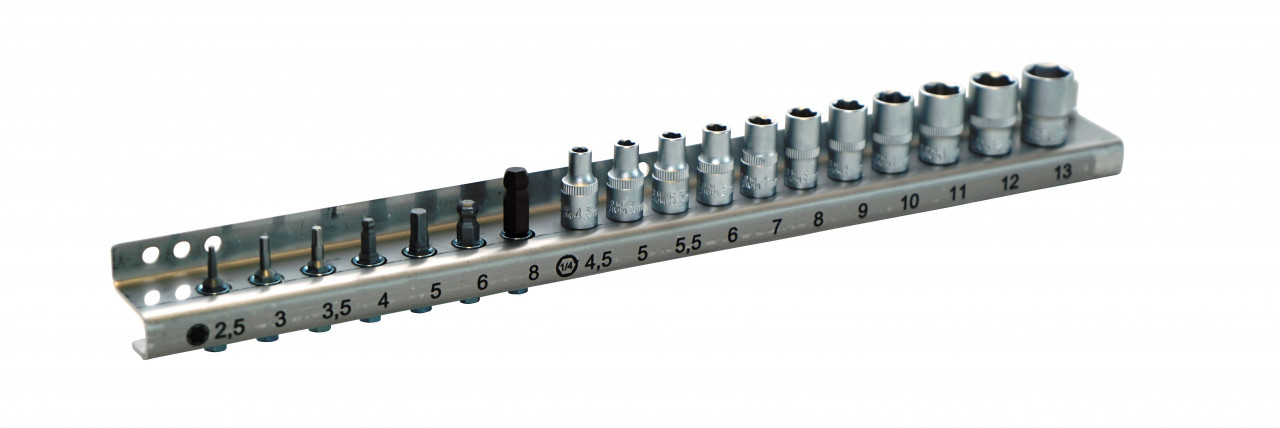 US PRO Steckschlüssel-Schiene Für 86 Stecknüsse – Organisiert Alle Antriebsgrößen 1/4", 3/8", 1/2"